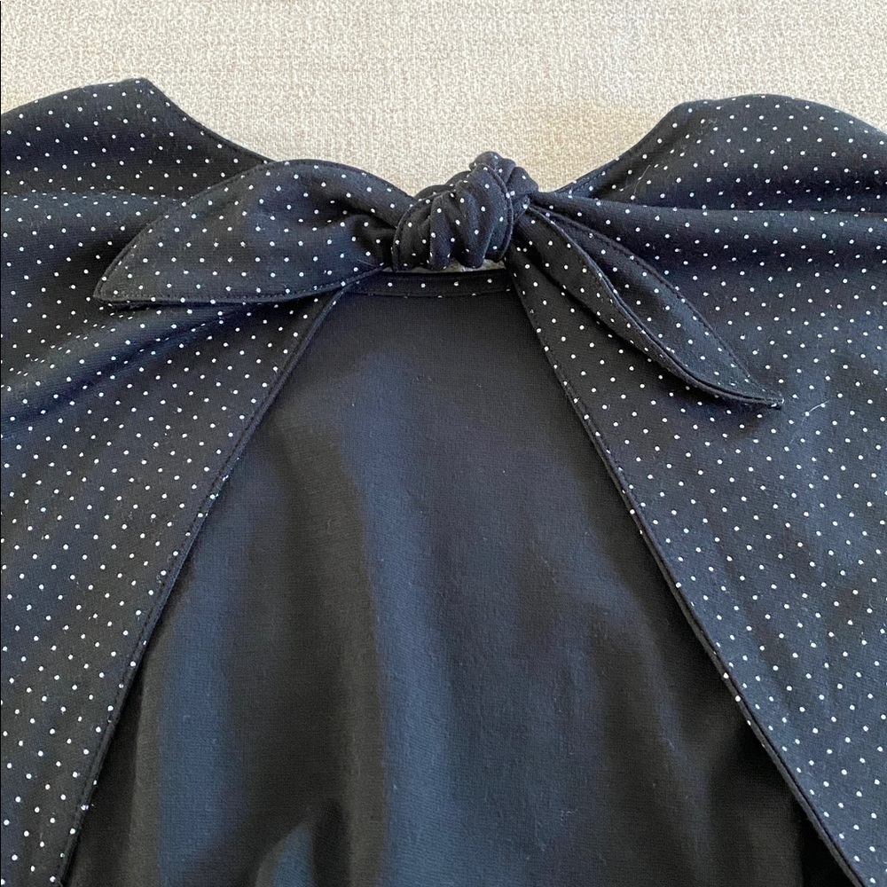 Gap Black Polka Dot Cap-Sleeve Fit and Flare Dress - Picture 6 of 6